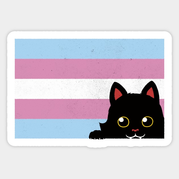 Peeking Cat Trans Flag by Tobe Fonseca Sticker by Tobe_Fonseca